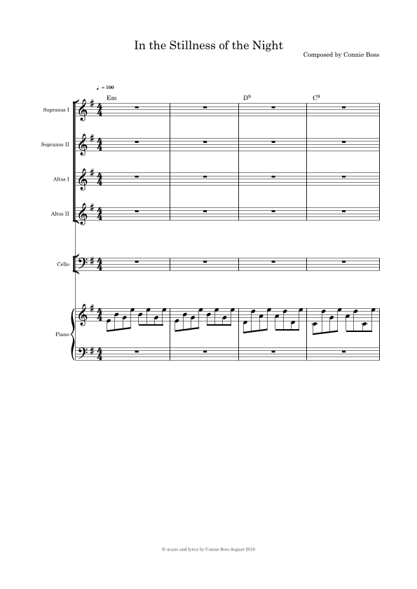 In the Stillness of the Night - SSAA cello and piano