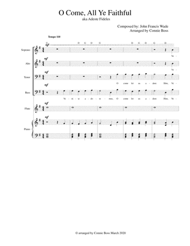 O Come all Ye Faithful/Adeste Fideles - SATB optional instruments and piano (arr. Connie Boss)