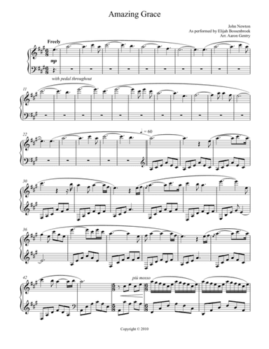 Elijah Bossenbroek Amazing Grace (arr. Aaron Gentry)