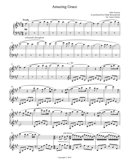 Elijah Bossenbroek Amazing Grace (arr. Aaron Gentry)