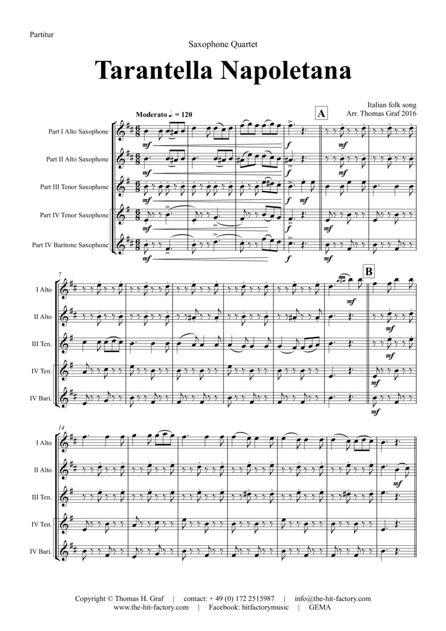 Tarantella Napoletana - Italian Folk Song - AATT(B) - Saxophone Quartet (arr. Thomas Graf)