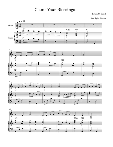 Count Your Blessings (Oboe Solo and Piano) (arr. Tyler Adams)