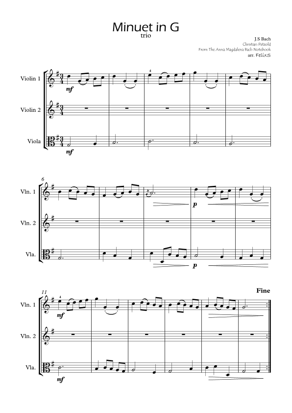 Minuet in G (arr. FelixS)