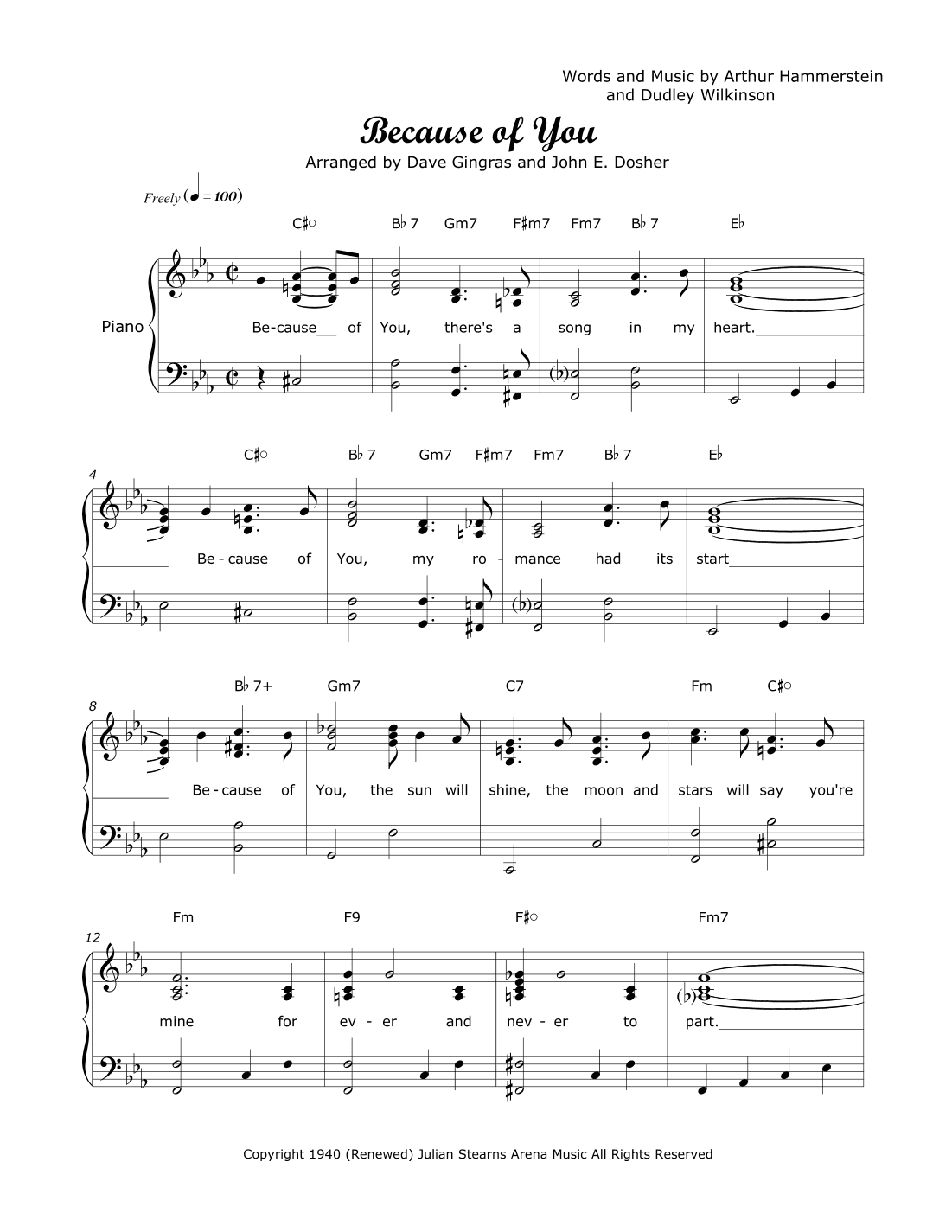 Because Of You (arr. Dave Gingras and John E. Dosher)
