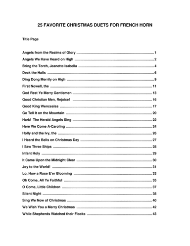 25 Favorite Christmas Duets for French Horn (arr. Chris Cooke)