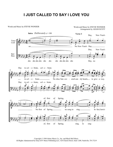I Just Called To Say I Love You (arr. Adam Scott)