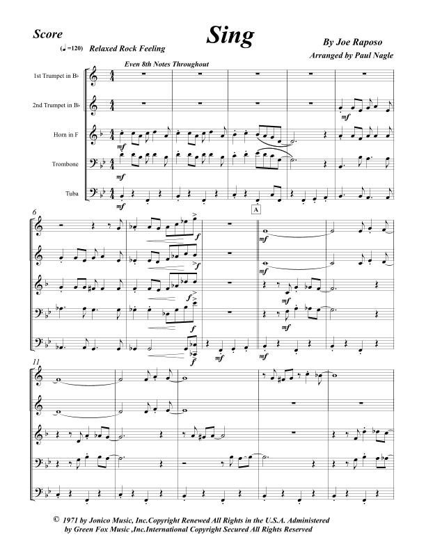 Sing (arr. Paul Nagle)