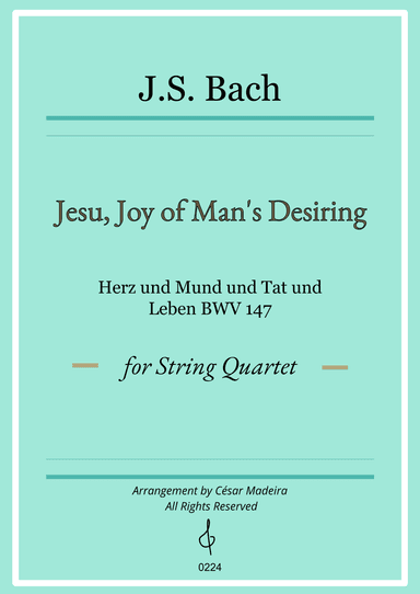 Jesu, Joy of Man's Desiring - String Quartet (Individual Parts) (arr. César Madeira)