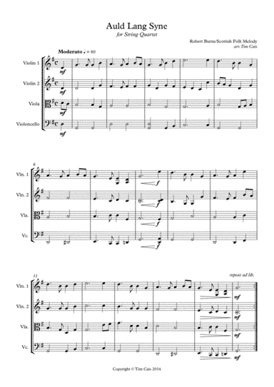 Auld Lang Syne - String Quartet (arr. Tim Cais)
