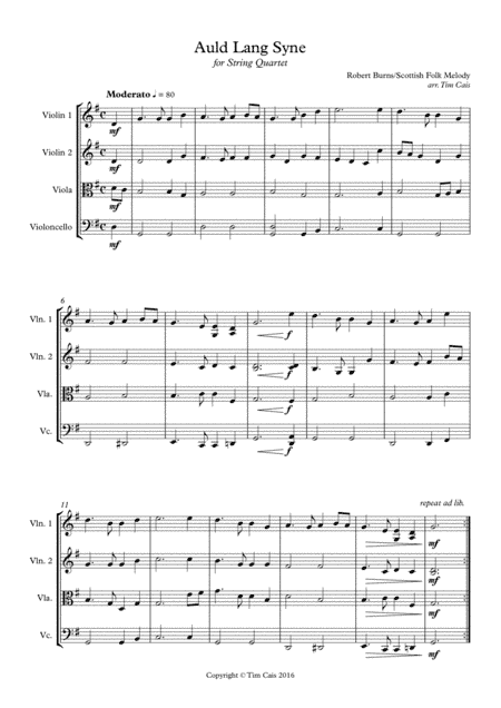 Auld Lang Syne - String Quartet (arr. Tim Cais)