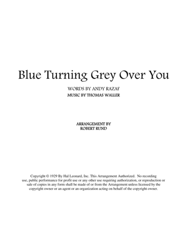Blue Turning Grey Over You (arr. Robert Rund)
