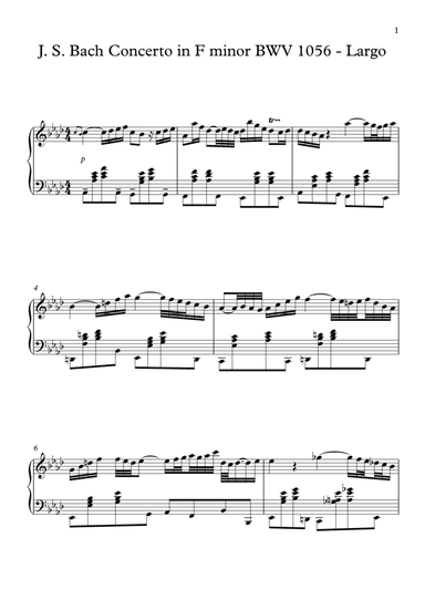 J. S. Bach Concerto in F minor BWV 1056 - Largo (arr. Dimitris Stamatelatos)