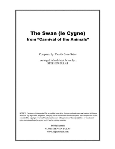 The Swan (Camille Saint-Saëns) - Lead sheet (key of E) (arr. Stephen Bulat)