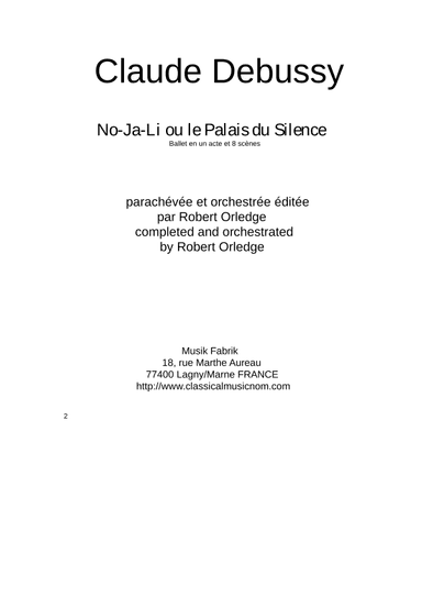 No-Ja-Li ou le Palais du Silence, ballet for orchestra and mixed chorus - Score Only