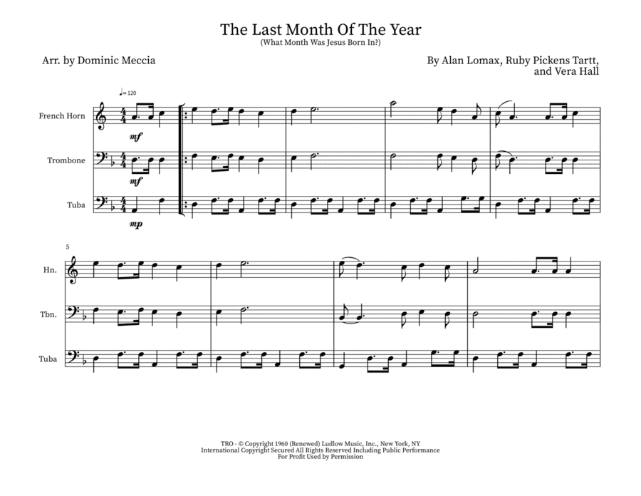 The Last Month Of The Year (what Month Was Jesus Born In?) (arr. Dominic Meccia)