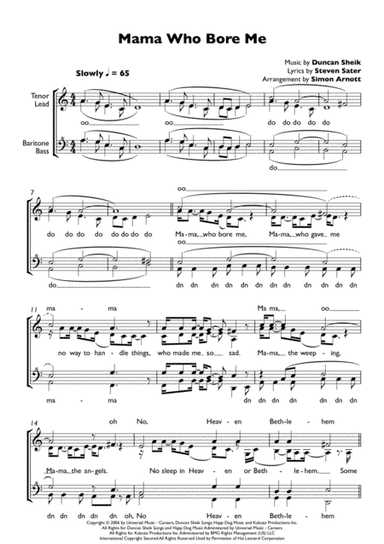 Mama Who Bore Me (arr. Simon Arnott)