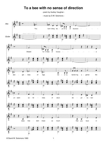 To a bee with no sense of direction for alto and guitar