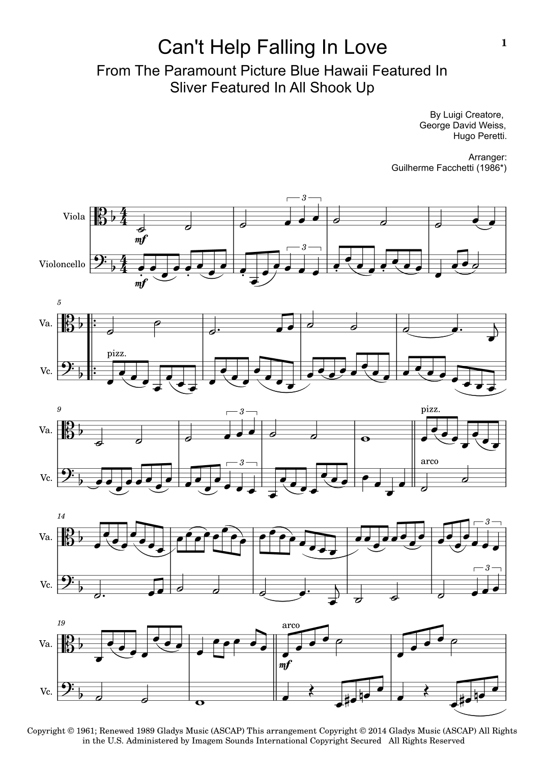 Can't Help Falling In Love (arr. Guilherme Facchetti)