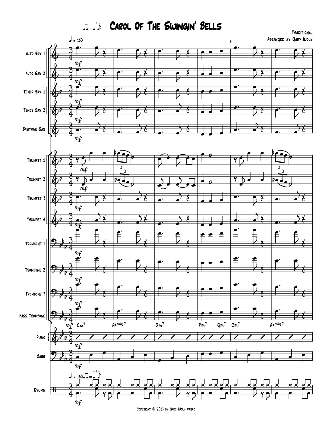 Carol Of The Swingin' Bells (arr. Gary Wolk)