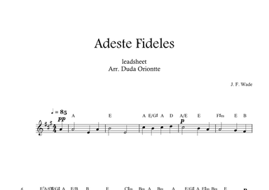 Adeste Fideles (one voice - A major - leadsheet - no lyrics) O Come All Ye Faiful (arr. Duda Oriontte)