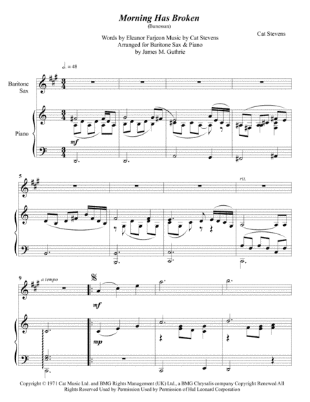 Morning Has Broken (arr. James M. Guthrie, ASCAP)