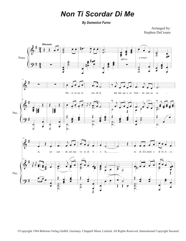 Non Ti Scordar Di Me (arr. Stephen DeCesare)