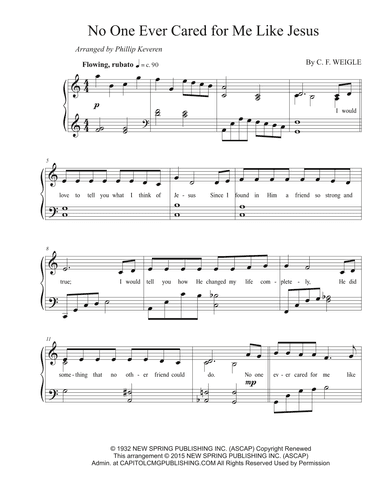 No One Ever Cared For Me Like Jesus (arr. Phillip Keveren)