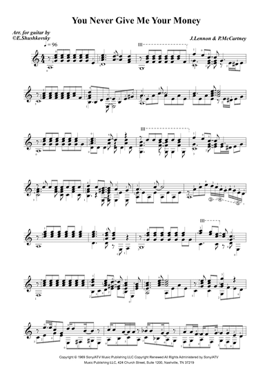 You Never Give Me Your Money (arr. Evgeny Shushkovsky)