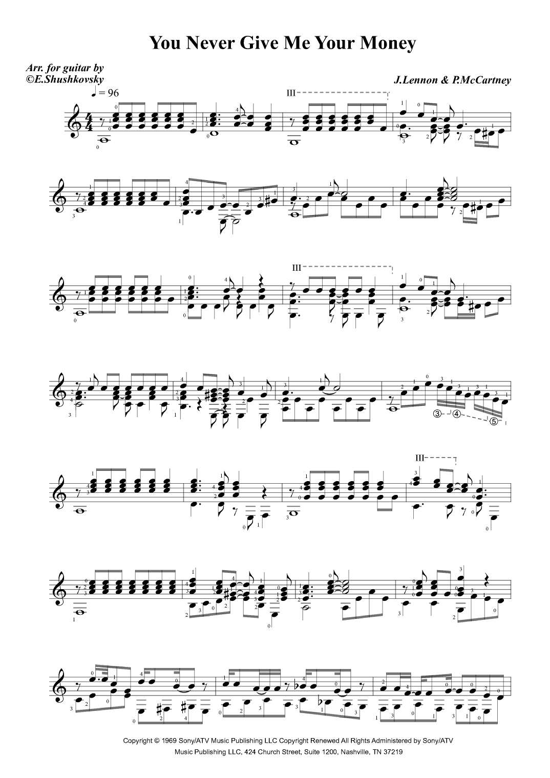 You Never Give Me Your Money (arr. Evgeny Shushkovsky)