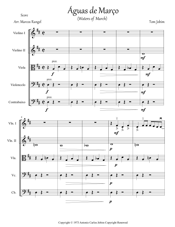 Águas De Março (waters Of March) (arr. Marcos Rangel)