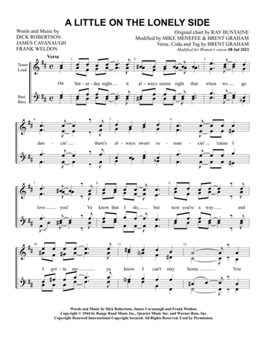 A Little On The Lonely Side (arr. Brent Graham)