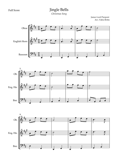 Jingle Bells (Christmas Song) for Woodwind Trio (arr. Fabio Britto)
