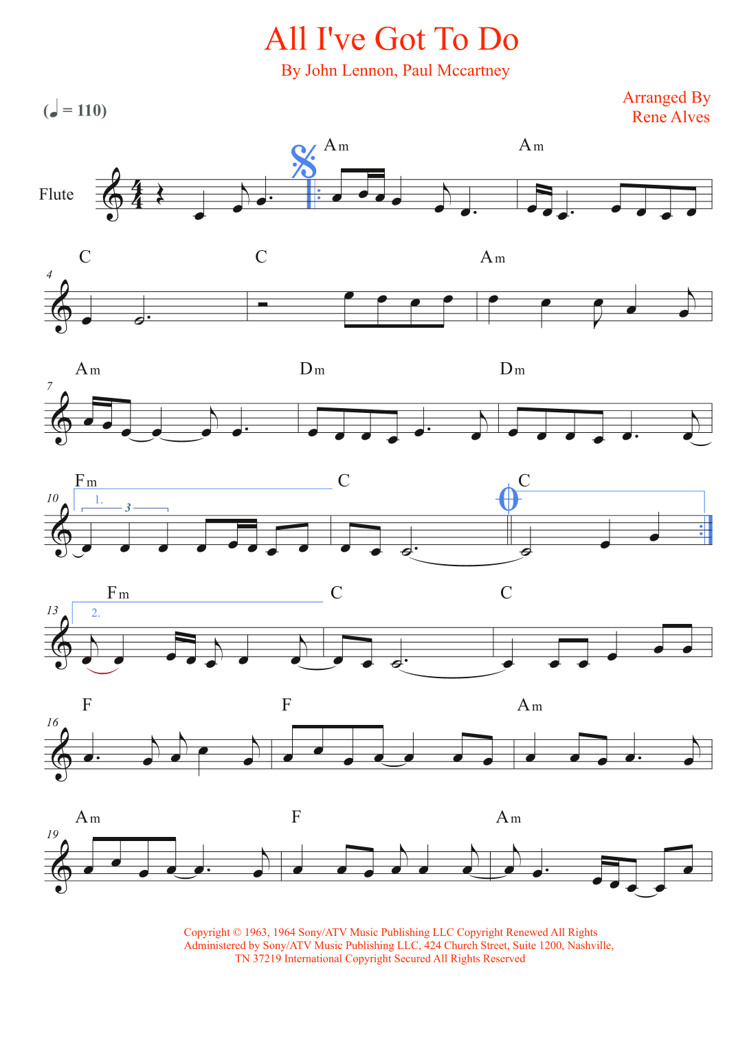 All I've Got To Do (arr. Rene Alves)