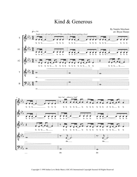 Kind & Generous (arr. Bryan Sharpe)