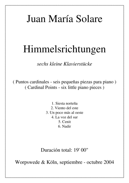 Himmelsrichtungen [6 piano pieces]