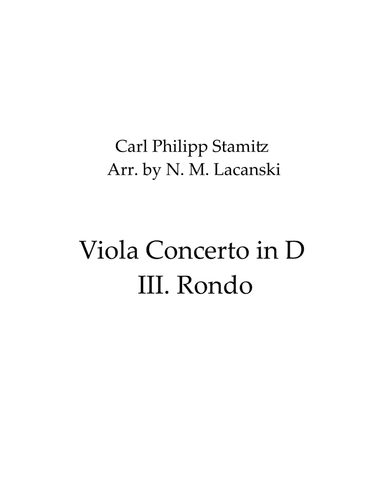 Viola Concerto in D III. Rondo (arr. Nick Lacanski)