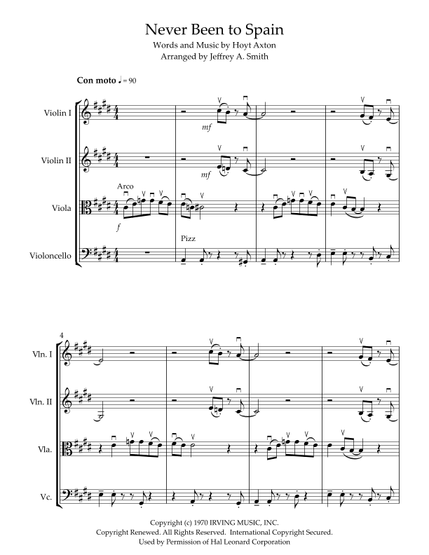 Never Been To Spain (arr. Jeffrey A. Smith)