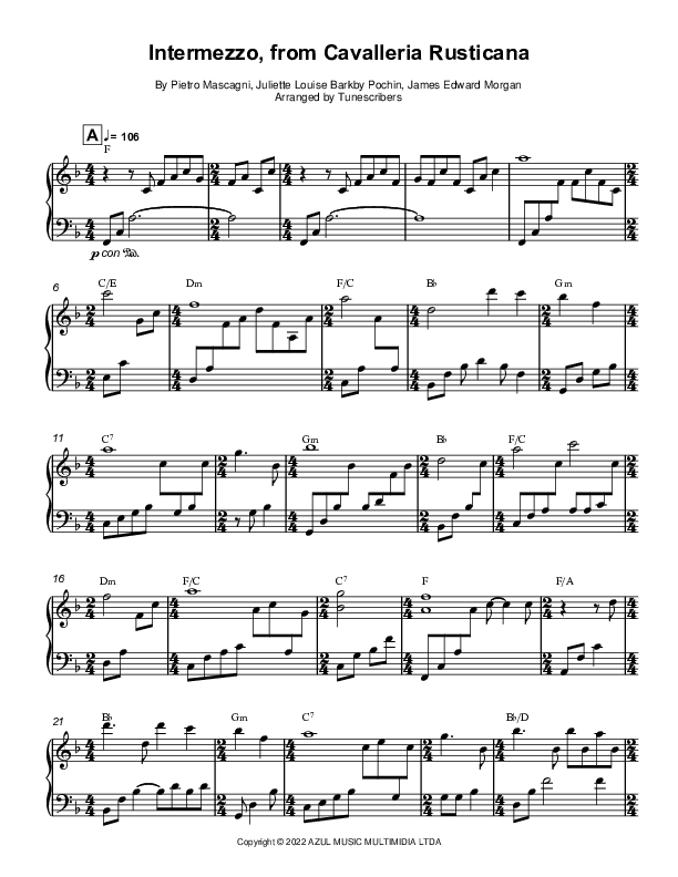 Intermezzo, from Cavalleria Rusticana (arr. Tunescribers)