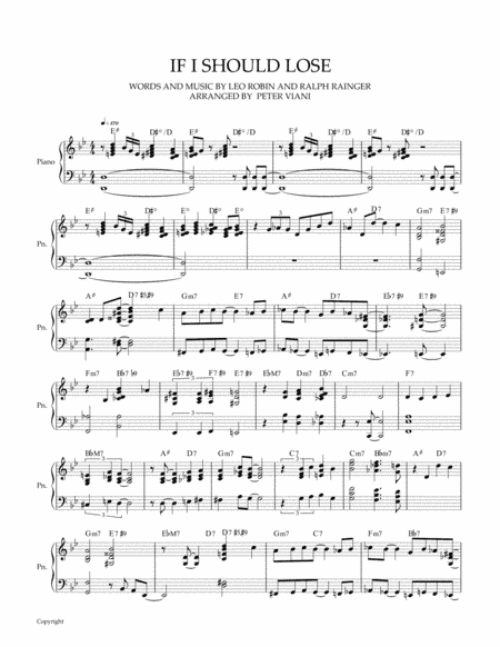 If I Should Lose You (arr. Peter Viani)