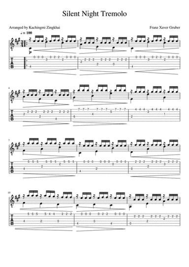 Silent Night ( Guitar tremolo ) (arr. Kachingmi Zingkhai)
