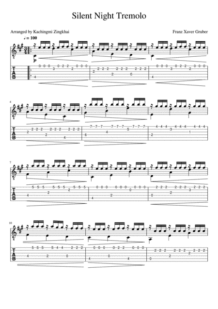 Silent Night ( Guitar tremolo ) (arr. Kachingmi Zingkhai)