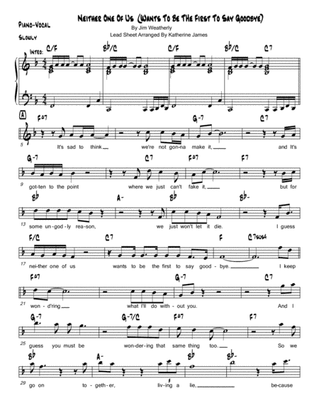 Neither One Of Us (wants To Be The First To Say Goodbye) (arr. Katherine James)