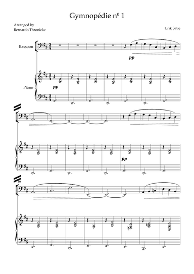 Gymnopédie nº 1 - For Bassoon and Piano (arr. Bernardo Thronicke)