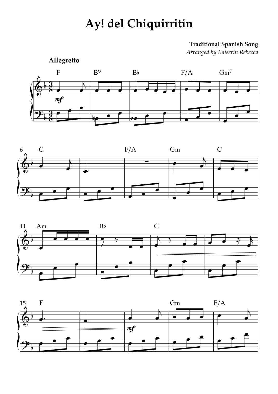 Ay! del Chiquirritín (arr. Kaiserin Rebecca)