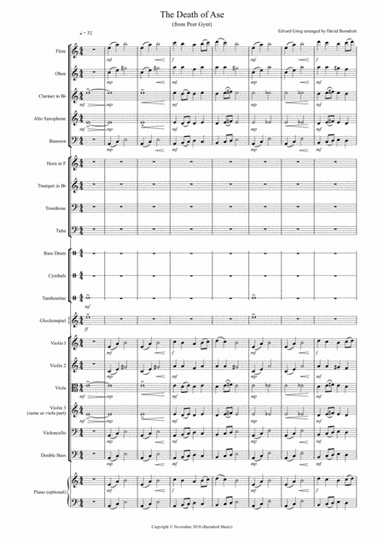 The Death of Ase (from Peer Gynt) for School Orchestra (arr. David Burndrett)