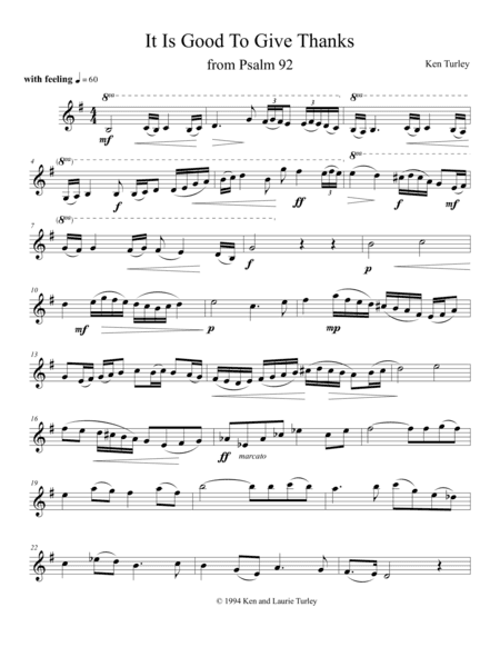 Psalm 092  "It Is Good To Give Thanks To The Lord" violin part