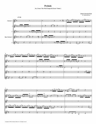 Prelude 02 from Well-Tempered Clavier, Book 2 (Clarinet Quintet) (arr. Richard Byrnes)