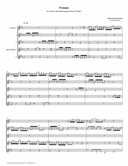 Prelude 02 from Well-Tempered Clavier, Book 2 (Clarinet Quintet) (arr. Richard Byrnes)