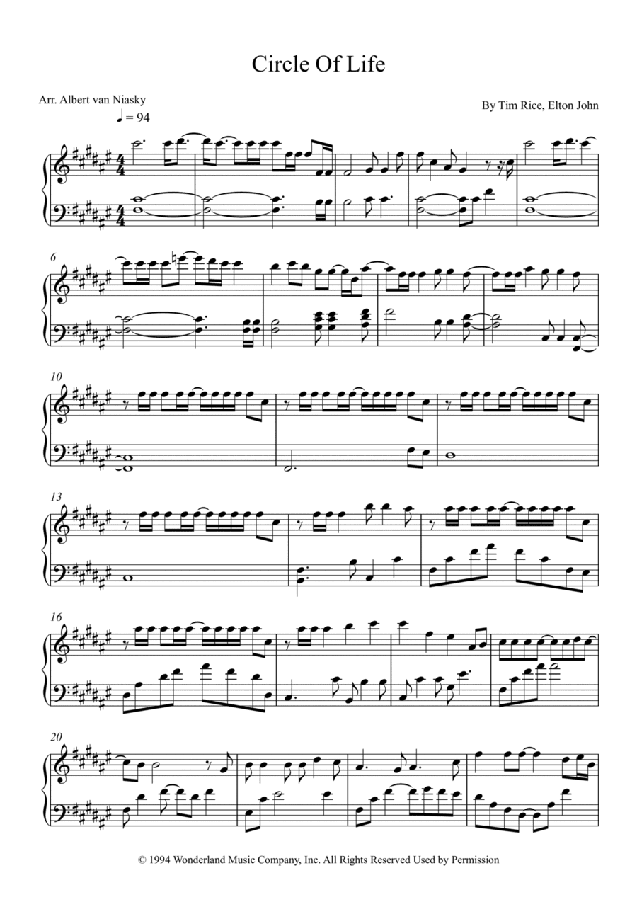 Circle Of Life (arr. Albert van Niasky)