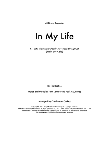 In My Life (arr. Caroline McCaskey)